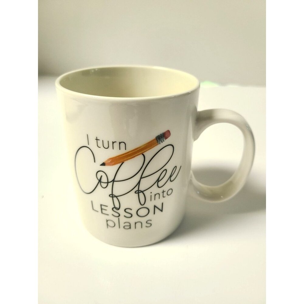 TEACHERS MUG "I TURN COFFEE INTO LESSON PLANS" END OF SCHOOL YEAR GIFT IDEA